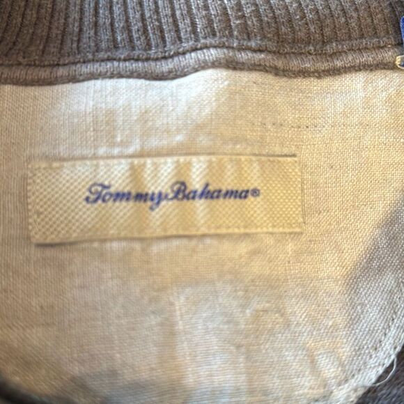Tommy Bahama Brown Sweater T40057 Island Luxe Half Zip Size L 5% Cashmere - Picture 5 of 7